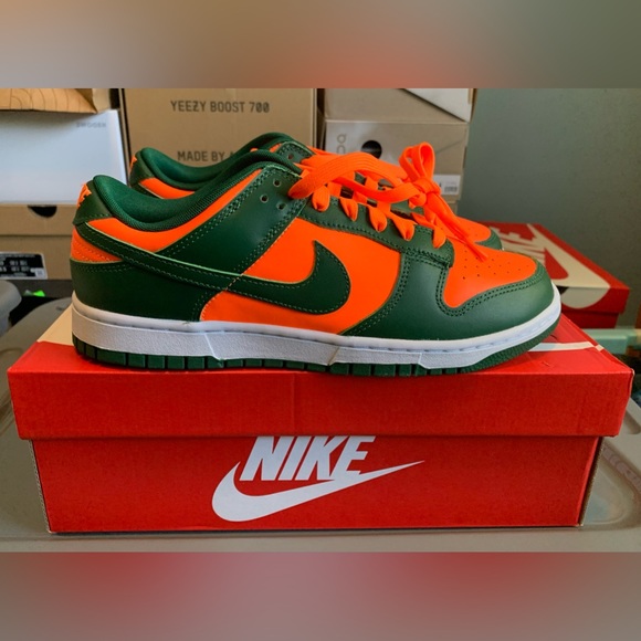 Size 9 - Nike Dunk Low Retro Men’s Miami Hurricanes Orange Green DD1391-300 NEW - Picture 11 of 14